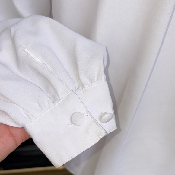 Vintage Christie & Jill Petite Elegant White Long Sleeve Blouse - Picture 6 of 10